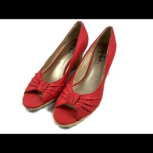 Life Stride Red Peeptoe Wedges